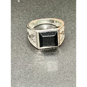 Playboy Bunny Mascot Ring - Silver Tone & Black Enamel  Size 8.5 Streetwear Chic